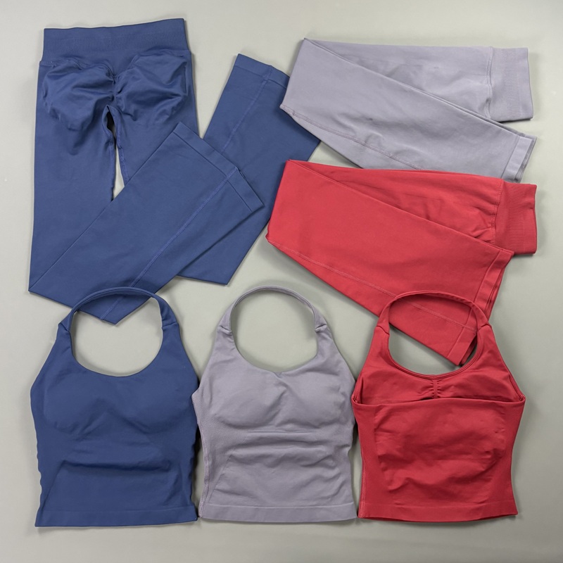 Pilates Yoga Leggings - 2Pcs Flare Leggings Set Seamless Halter