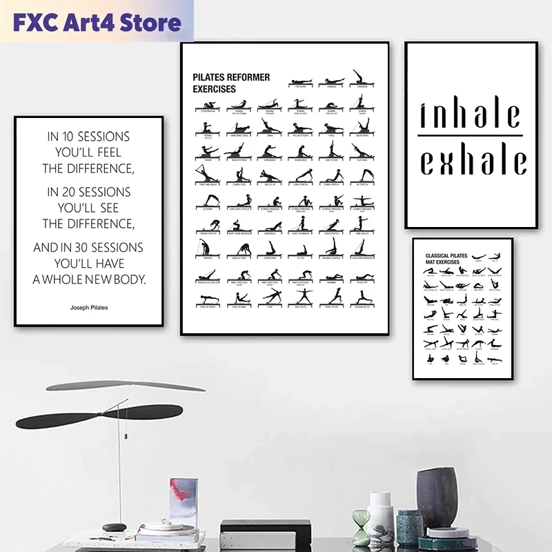 Yoga Pilates Yoga - Frameless Pilates Workout Chart Poster Canvas