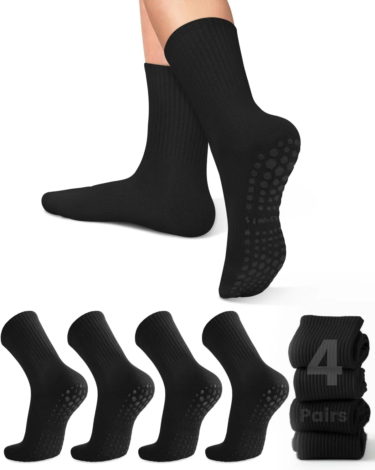 4 pairs of women's yoga socks, - Yoga Pilates Yoga 评论和价格