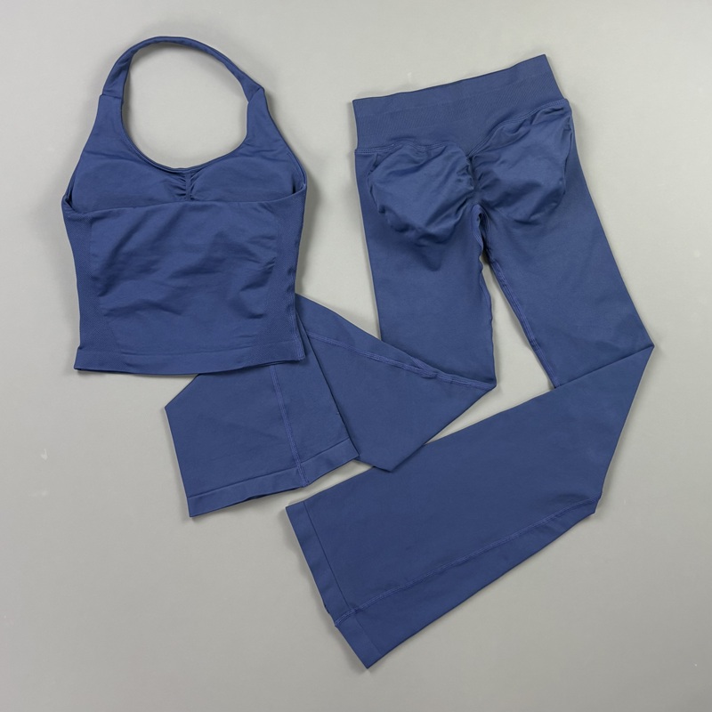 2Pcs Flare Leggings Set Seamle - Pilates Yoga Leggings 评论和价格