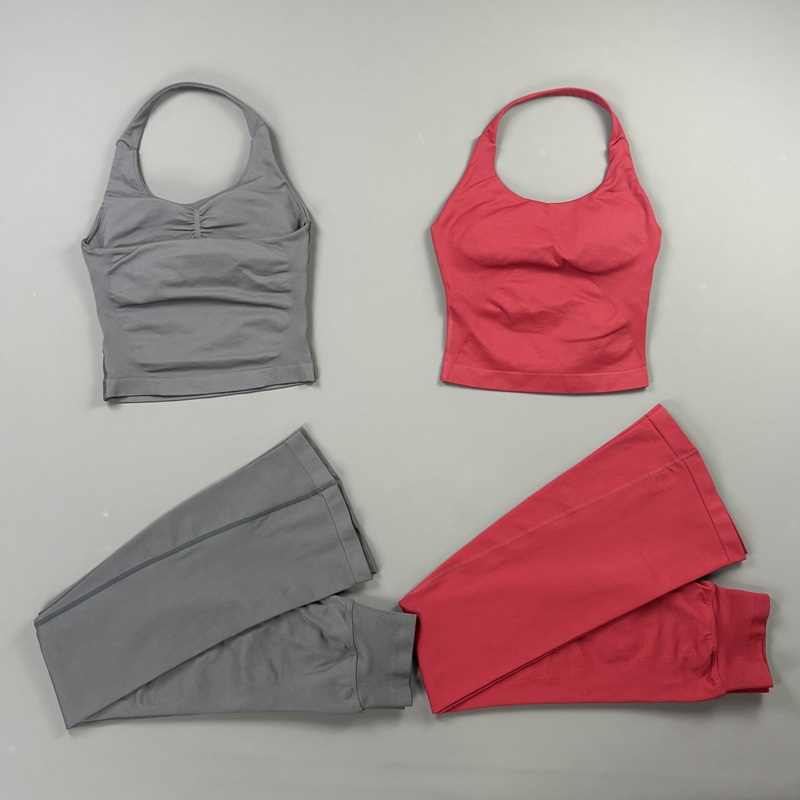 2Pcs Flare Leggings Set Seamle - Pilates Yoga Leggings 评论和价格