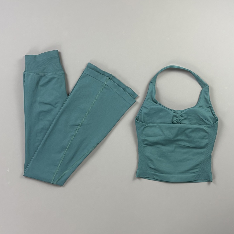 2Pcs Flare Leggings Set Seamle - Pilates Yoga Leggings 评论和价格