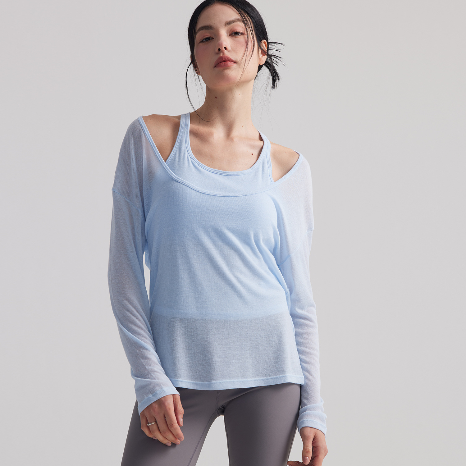 Women Loose Semi Sheer Long Sl - Pilates Yoga Top 评论和价格